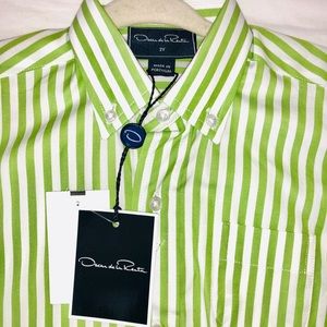 Oscar de la Renta Children Shirt Green Stripe 2T